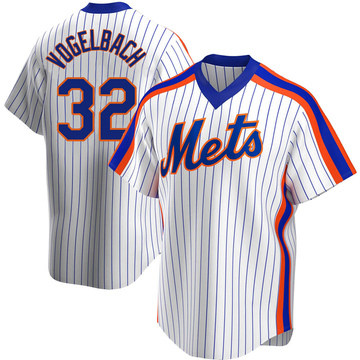 Daniel Vogelbach #32 - Game Used White Pinstripe Jersey - Mets vs. Pirates  - 9/18/22; 2-4 2 RBI's - Mets Win 7-3; Also Worn on 8/14/22 - Mets vs.  Phillies; 1-4, HR (15), RBI, 1 Run - Mets Win 6-0