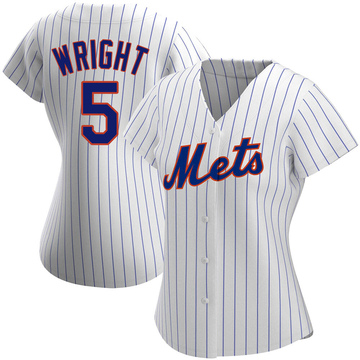 Women's New York Mets #5 David Wright Replica White/Pink Strip