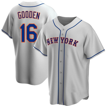 replica New York Mets #16 Dwight Gooden White Blue StripMLB NLDS
