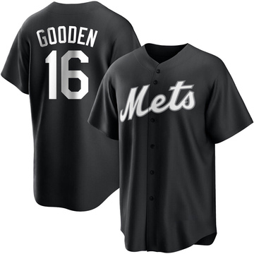 replica New York Mets #16 Dwight Gooden White Blue StripMLB NLDS