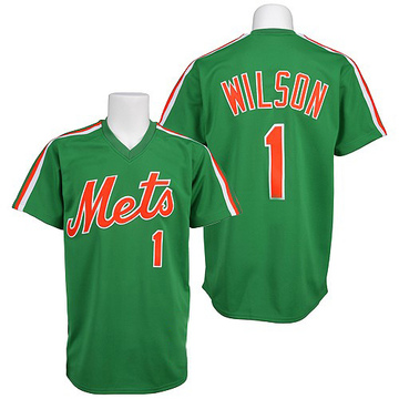 New York Mets 1# Mookie Wilson Jersey/shirt Throwback Green Blue